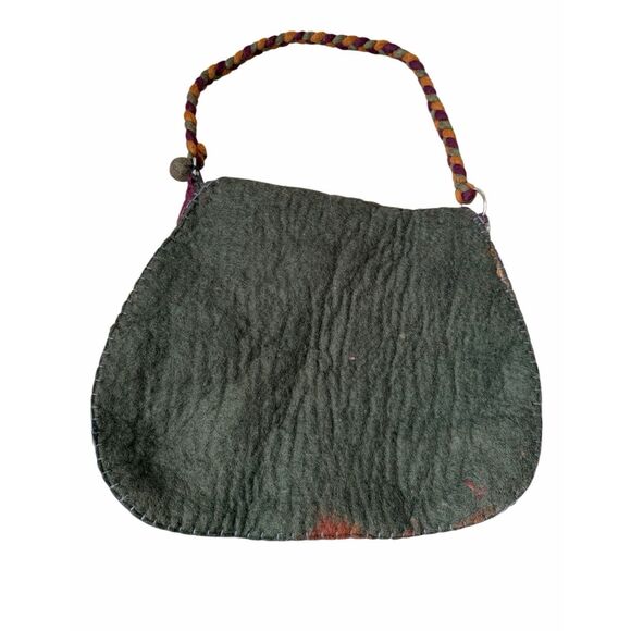 Rising Tide Wool Purse Shoulder Bag Boho Hippie Nepal Hipster Soho Flower Fleece - Picture 2 of 11